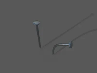 Clean bent and straight nails Low-poly 3D model