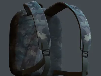Backpack military combat Black baggage Low-poly  Low-poly 3D model 2