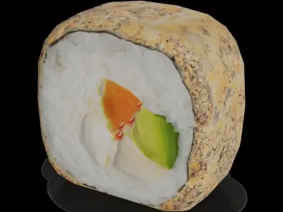Sushi Red and green pepper zucchini eggplant tempura cream Low-poly 3D model