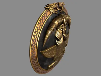 shield golden Low-poly 3D model