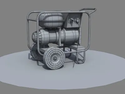 Old Machinery device low poly 3d model Low-poly 3D model