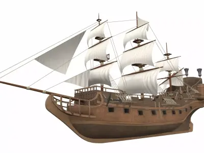 Pirate sailing ship black pearl 3D model
