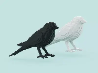 Voxel Bird Low-poly 3D model