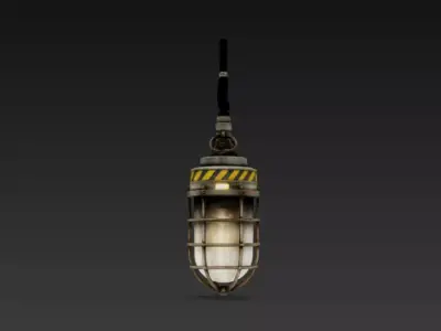 Industrial Hanging Cage Lamp - Sci-Fi Steampunk Light - PBR Low-poly 3D model