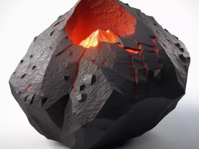 Cracked Magma Rock 3D Model 3D model