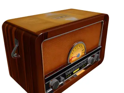 Vintage Wooden Radio Receiver Low-poly 3D model