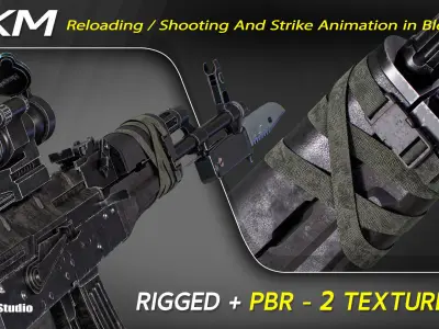 Historical AKM Gun Low-poly 3D model