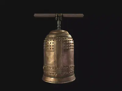 Ancient Bronze Temple Bell  Game Ready 3D Model Low-poly 3D model