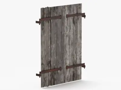 Medieval Wooden Window Cover 03 3D model