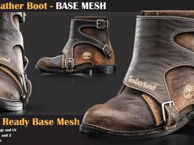 14 Leather Boot BASE MESH - VOL 17   3D model
