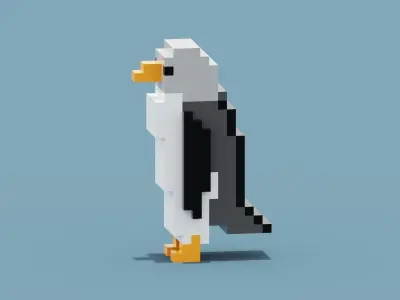 Voxel Penguin Low-poly 3D model purchase