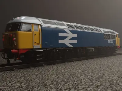 Class 56 Locomotive  Blue Yellow Livery with Large Logo 3D model