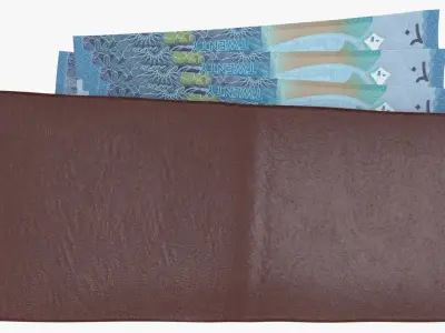 Kuwait 10 Dinars Wallet Money Purse 3D model