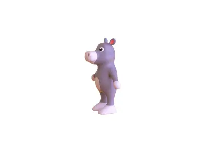 High-Quality 3D Cute Hippo for Games Low-poly 3D model