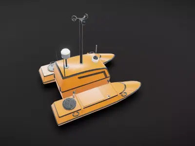 Orange unmanned ship Low-poly 3D model