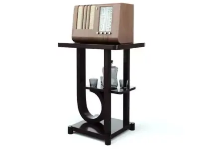 Retro Radio On A Table 3D model
