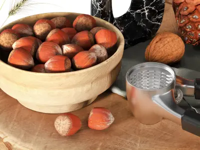 Walnut and Hazelnut Plate 3D model