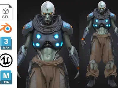 Sci-Fi Undead Cyborg Low-poly 3D model