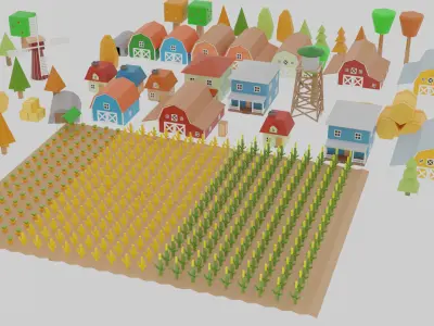 Cartoon Farm - Simple Assets Low-poly 3D model