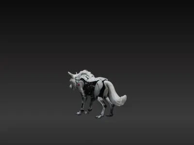 Cybernetic Wolf  Sci Fi Creature Low-poly 3D model