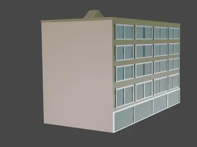 Hotel 1 building Low-poly 3D model