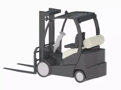 Forklift D-5 Simplified Low-poly 3D model