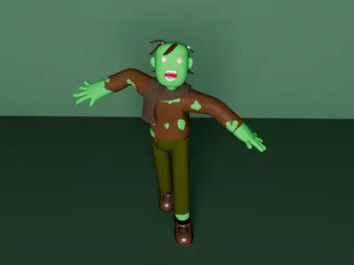 Low Poly Zombie Rigged 3D Model Game Ready Low-poly 3D model