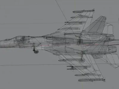 Sukhoi Su-27 Flanker Low-poly 3D model by netrunner75