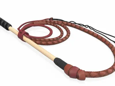 Leather Bullwhip Braided Brown 3D model
