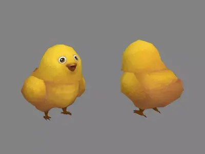 Cartoon chick - little yellow chicken Low-poly 3D model
