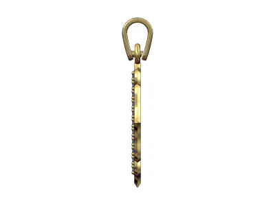 Diamond ornamental rectangular vintage pendant with bail 3D print model
