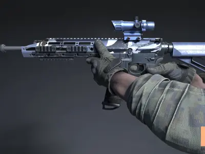 FPS Automatic Rifle 01 Animations Low-poly 3D model