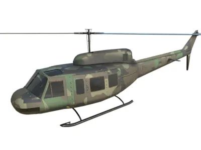 Military Helicopter Bell UH-1 Iroquois - Low-poly 3D model