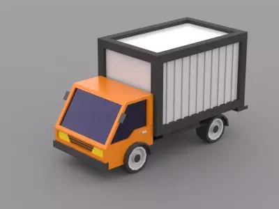 Low poly truck orange Free low-poly 3D model