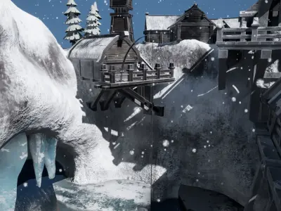 Blender 3  Unreal Engine 5  Snow Fjord Scene Game Design Low-poly 3D model