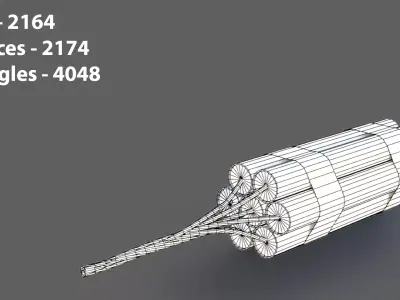 Dynamite Explosive Bundle Low Poly Game-Ready 3D Model Low-poly 3D model