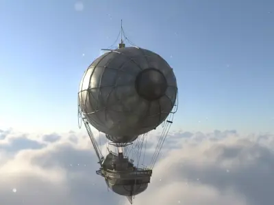 Steampunk Airship  Premium 3D Model Low-poly 3D model