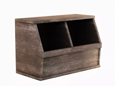 Wooden Storage Bin 04 Low-poly 3D model