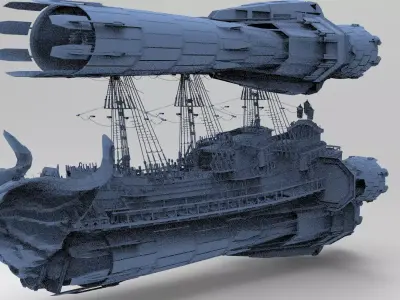 Sci fi Airship Space design 2  3D model