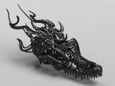 Filigree Dragon Skull 3D print model 3D print model