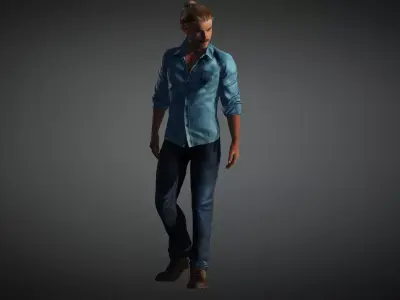 Realistic 3d character fully rigged game and animation ready Low-poly 3D model