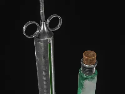 Vintage Medical Syringe Low-poly 3D model