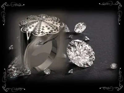 Anello ring with diamonds and crystals Free 3D model