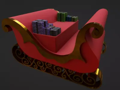  Santa sleigh Low-poly 3D model