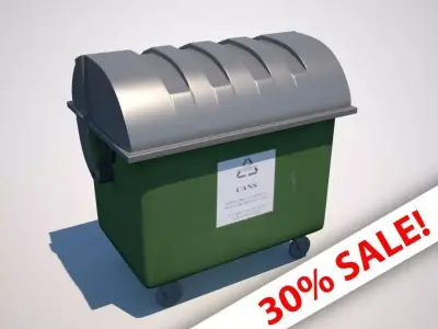 Dumpster garbage can on wheels Low-poly 3D model purchase