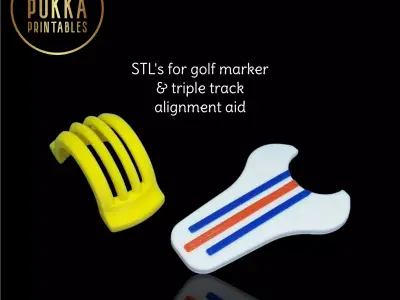 Golf Ball Marker Triple Track Alignment Aid Tool STL 3D print model