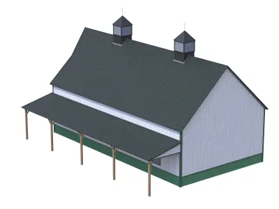 Green Industrial Building 10 Free low-poly 3D model