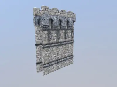 Medieval French Castle Wall Low-poly 3D model