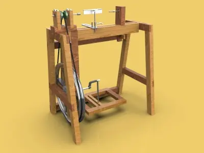 TREADLE LATHE MACHINE WOODWORKING 3D model