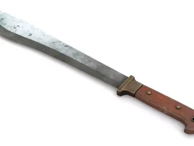 Old Wood Handle Machete Low-poly 3D model